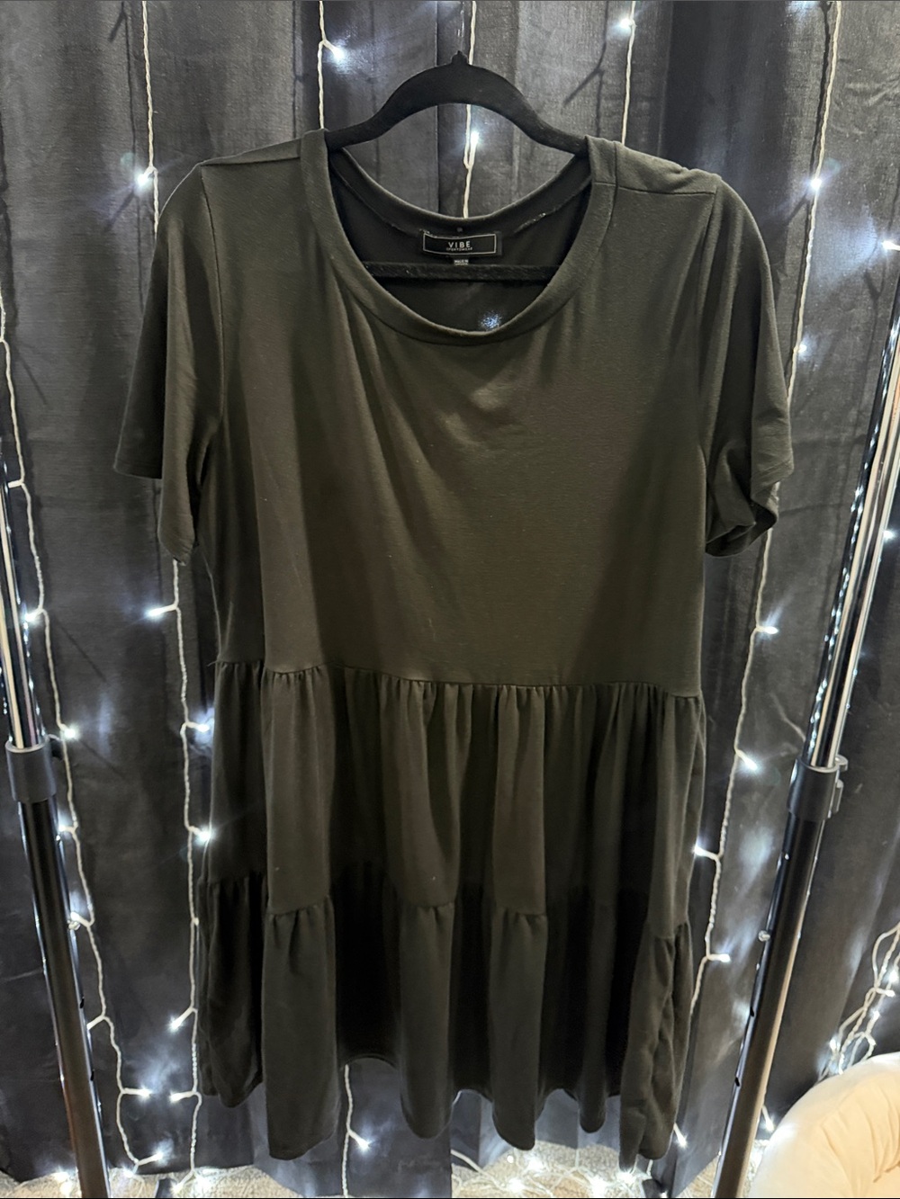 Vibe Black Short Sleeve Tiered Tunic